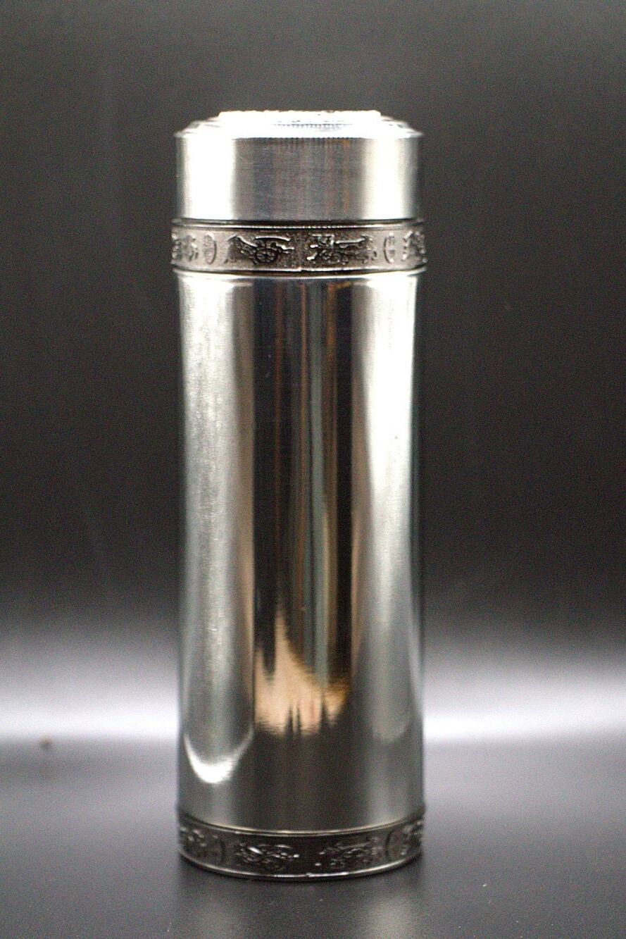 Chinese Stainless Steel Double‑Wall Tea Cup Embossed Chinese Blessing Symbols